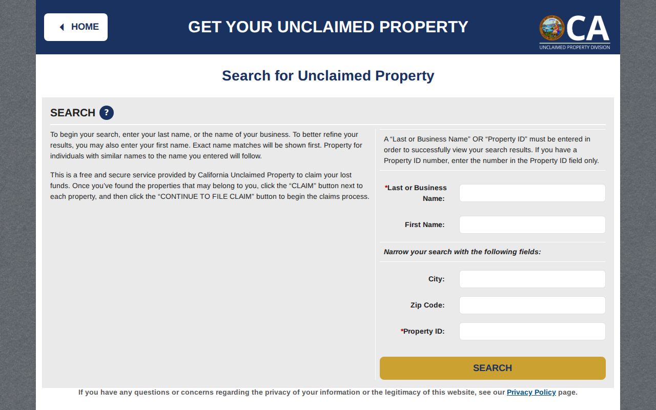 Pomona people search in California unclaimed property records