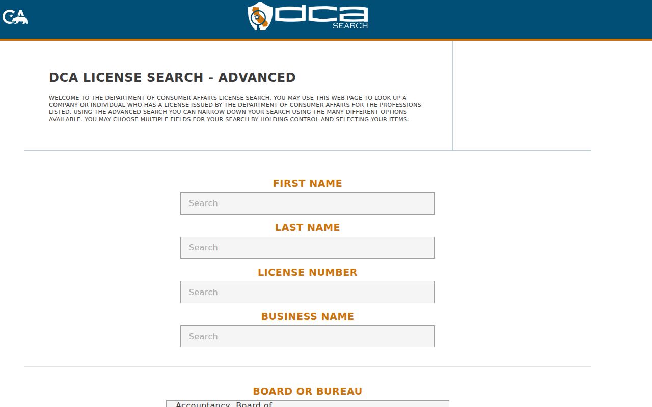 Pomona people search through California professional license records