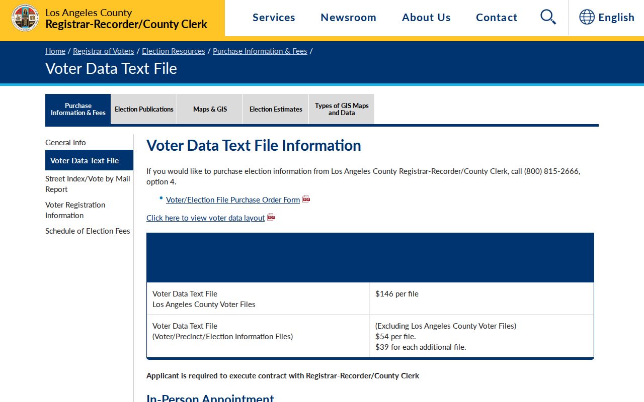 Pomona voter registration data file prices and contract rules